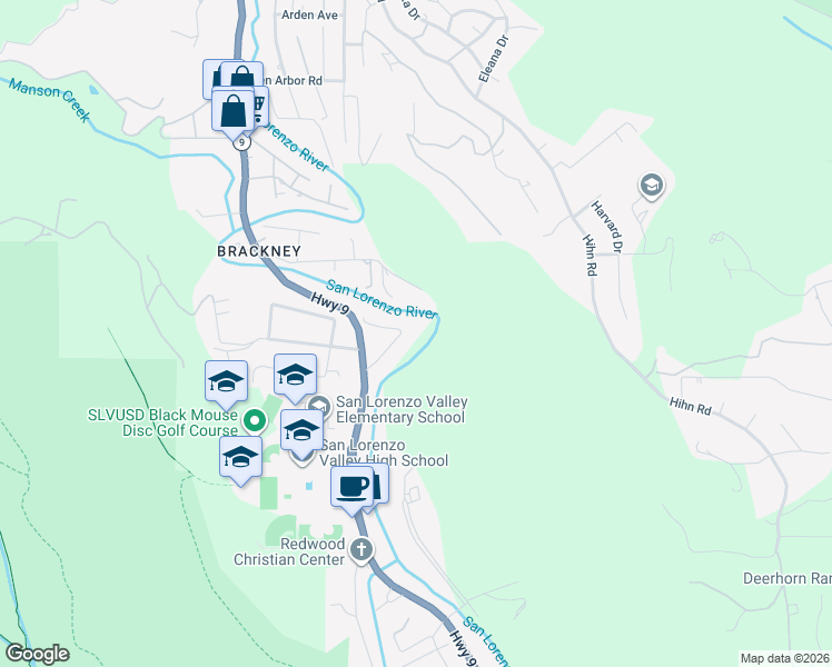 map of restaurants, bars, coffee shops, grocery stores, and more near 220 Lazy Woods Road in Felton