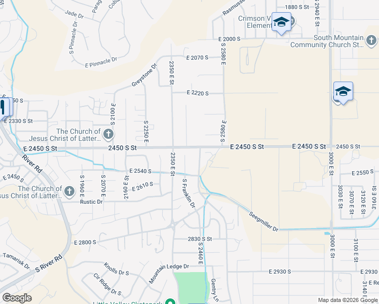 map of restaurants, bars, coffee shops, grocery stores, and more near 2462 South Little Valley Road in St. George