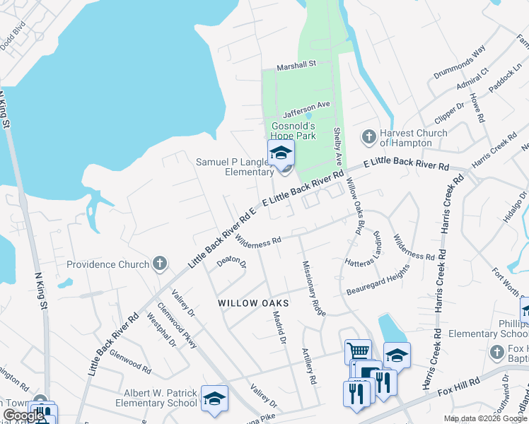 map of restaurants, bars, coffee shops, grocery stores, and more near 33 Cannonball Circle in Hampton