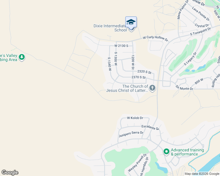 map of restaurants, bars, coffee shops, grocery stores, and more near 1367 W 2410 S Cir in St George