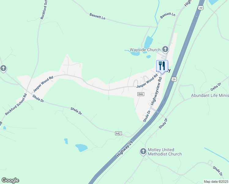 map of restaurants, bars, coffee shops, grocery stores, and more near 573 Jasper Wood Road in Hurt
