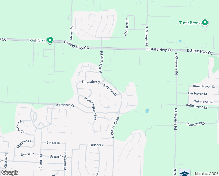 map of restaurants, bars, coffee shops, grocery stores, and more near 845 East Grafton Drive in Nixa
