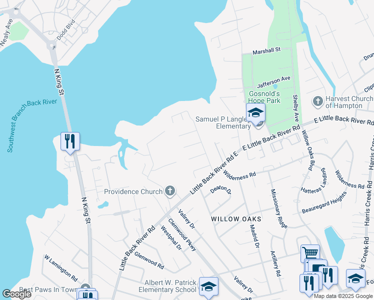 map of restaurants, bars, coffee shops, grocery stores, and more near 11 Becouvarakis Court in Hampton