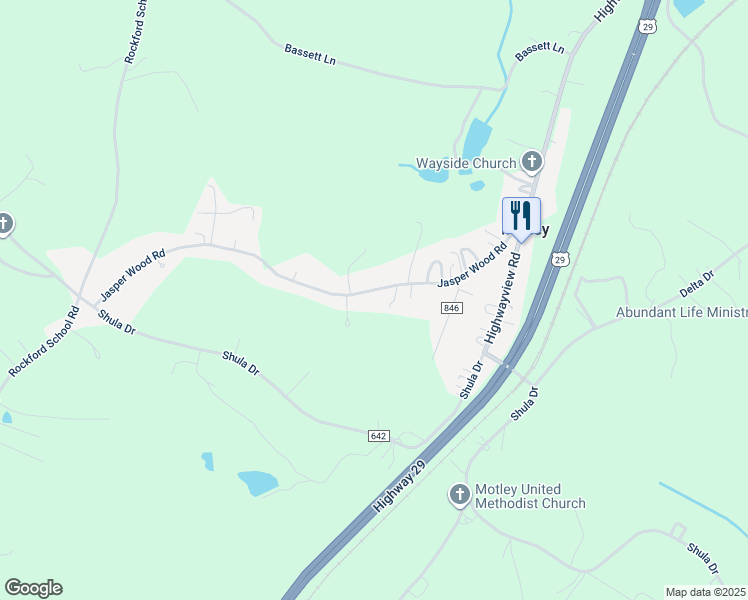 map of restaurants, bars, coffee shops, grocery stores, and more near 561 Jasper Wood Road in Hurt