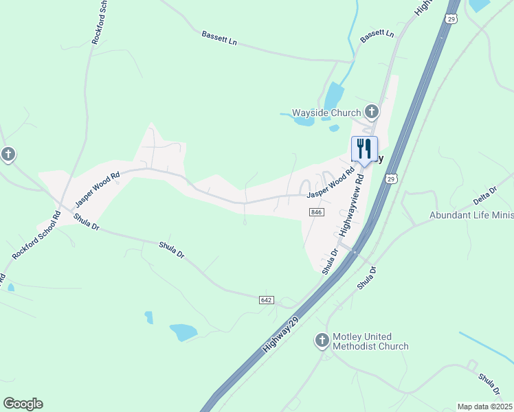 map of restaurants, bars, coffee shops, grocery stores, and more near 573 Jasper Wood Road in Hurt