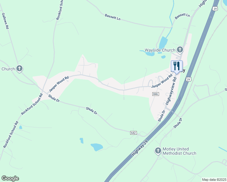 map of restaurants, bars, coffee shops, grocery stores, and more near 681 Jasper Wood Road in Hurt