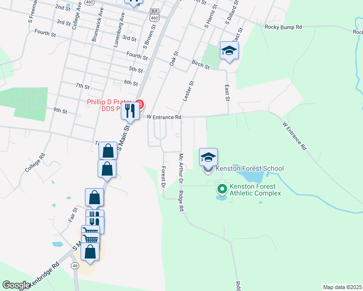 map of restaurants, bars, coffee shops, grocery stores, and more near 29 Mc Arthur Drive in Blackstone