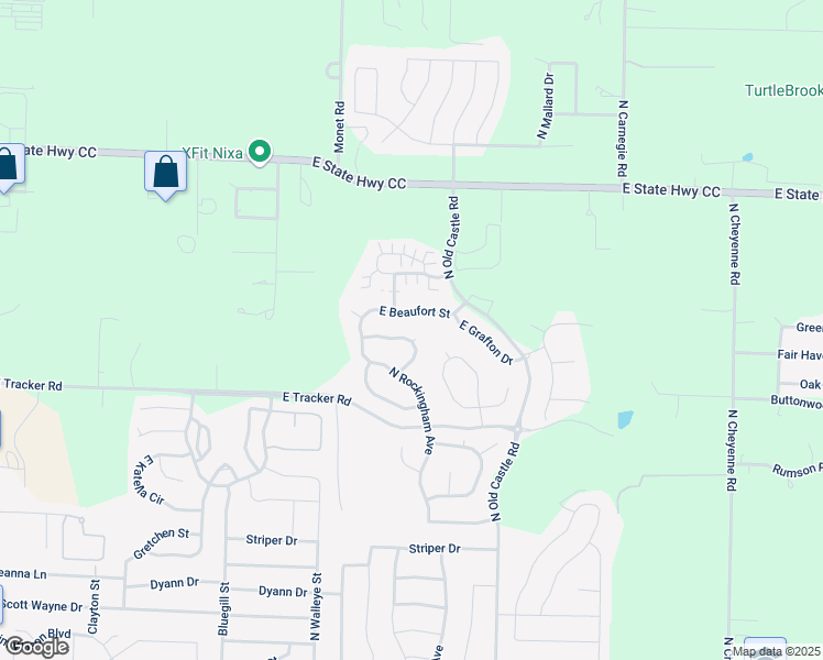 map of restaurants, bars, coffee shops, grocery stores, and more near 824 East Donegal Circle in Nixa