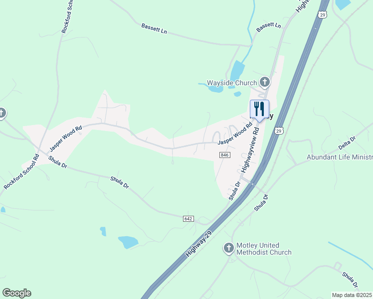 map of restaurants, bars, coffee shops, grocery stores, and more near 561 Jasper Wood Road in Hurt