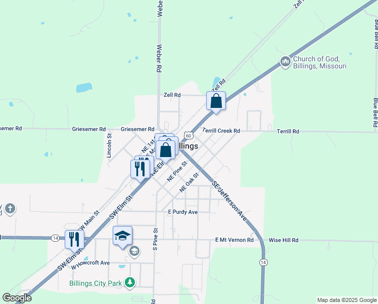 map of restaurants, bars, coffee shops, grocery stores, and more near 226 Northeast Pine Street in Billings