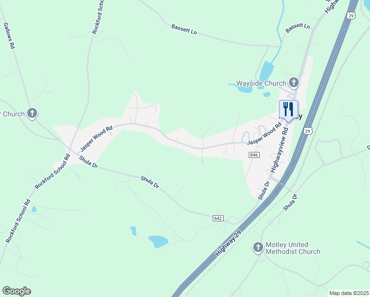 map of restaurants, bars, coffee shops, grocery stores, and more near 681 Jasper Wood Road in Hurt