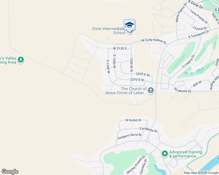 map of restaurants, bars, coffee shops, grocery stores, and more near 1367 West 2410 South Circle in St. George