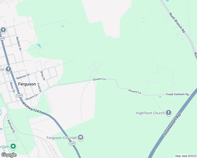 map of restaurants, bars, coffee shops, grocery stores, and more near Govers Lane in Ferguson