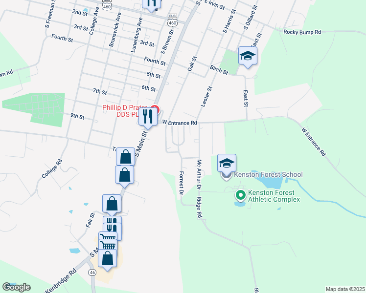 map of restaurants, bars, coffee shops, grocery stores, and more near 14 Pickett Court in Blackstone
