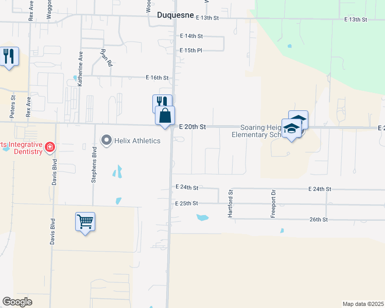 map of restaurants, bars, coffee shops, grocery stores, and more near 4110 East 20th Street in Joplin