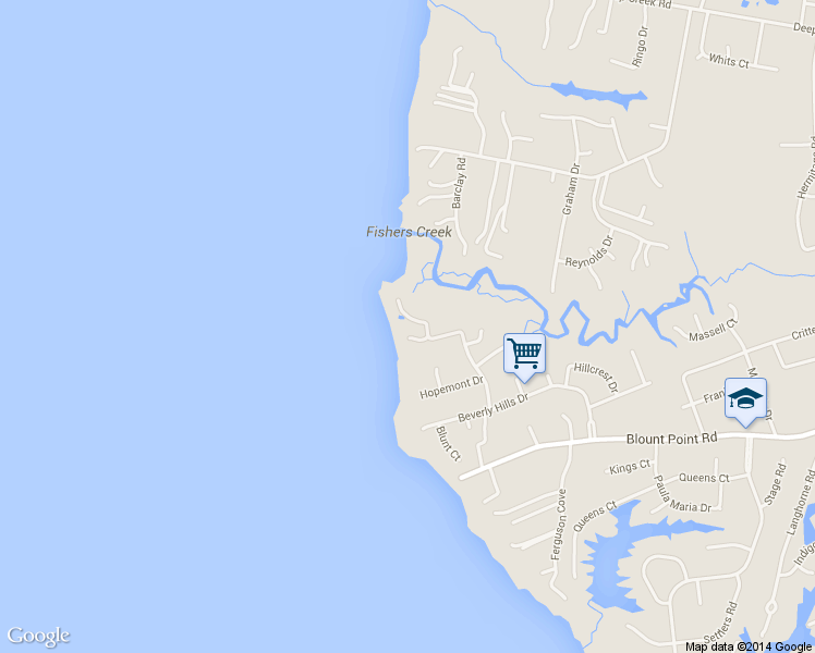 map of restaurants, bars, coffee shops, grocery stores, and more near 55 James River Lane in Newport News