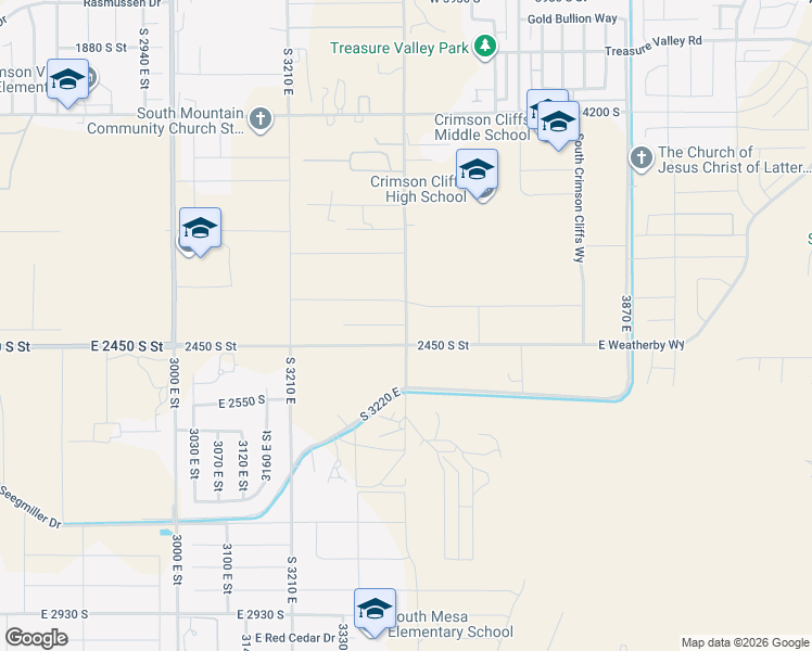 map of restaurants, bars, coffee shops, grocery stores, and more near 3111 South 3430 East in St. George