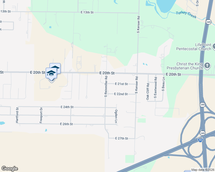 map of restaurants, bars, coffee shops, grocery stores, and more near 4846 East 21st Street in Joplin