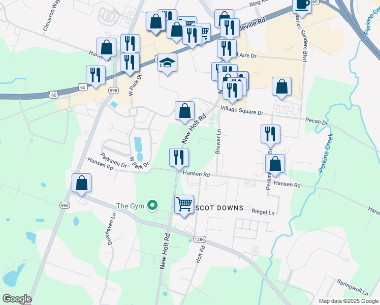 map of restaurants, bars, coffee shops, grocery stores, and more near 2536 New Holt Road in Paducah