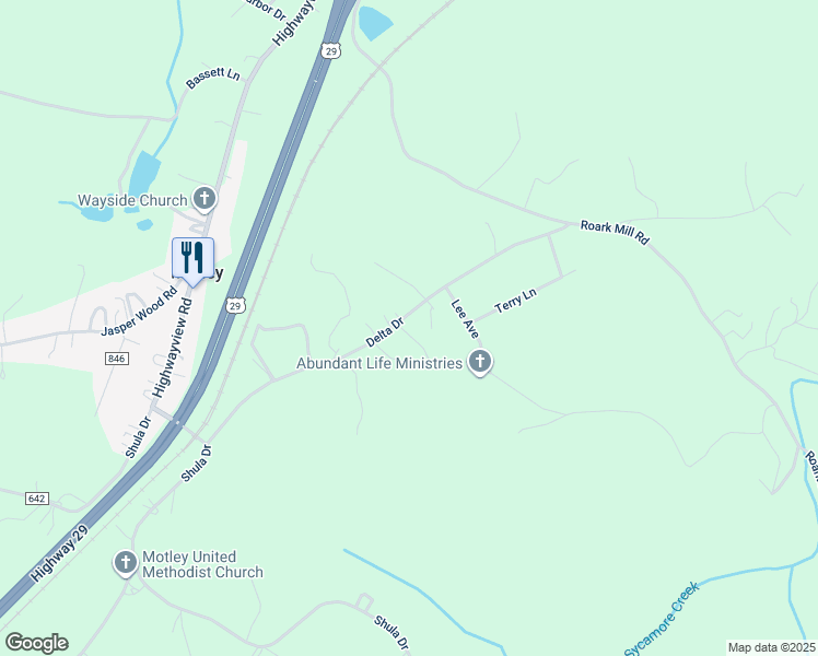 map of restaurants, bars, coffee shops, grocery stores, and more near 648 Delta Drive in Hurt