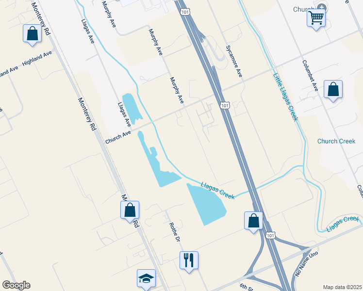 map of restaurants, bars, coffee shops, grocery stores, and more near 11615 Murphy Avenue in San Martin