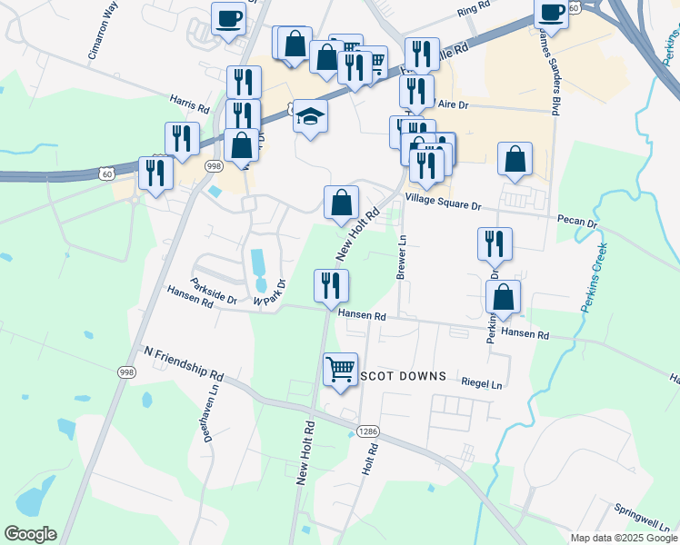 map of restaurants, bars, coffee shops, grocery stores, and more near 2536 New Holt Road in Paducah
