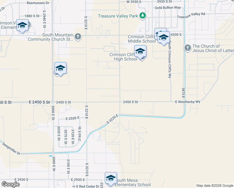 map of restaurants, bars, coffee shops, grocery stores, and more near 2384 South 3430 East in St. George