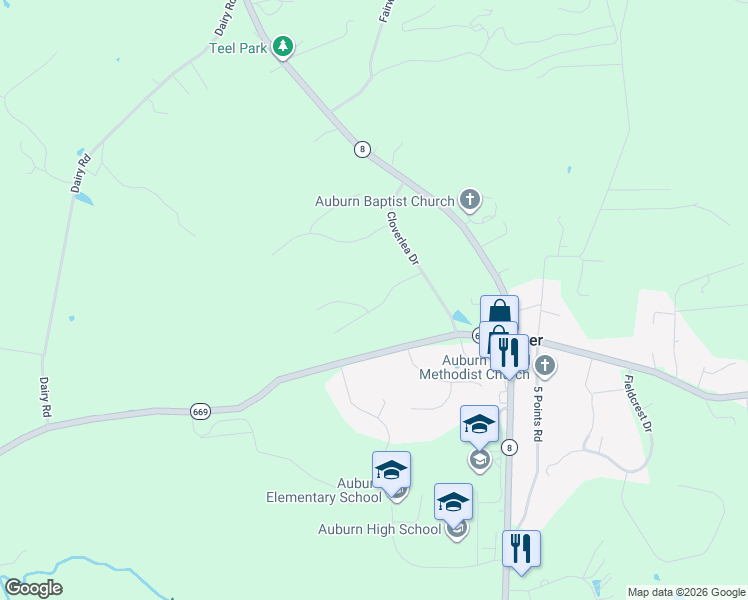 map of restaurants, bars, coffee shops, grocery stores, and more near 1841 Canter Dr in Riner