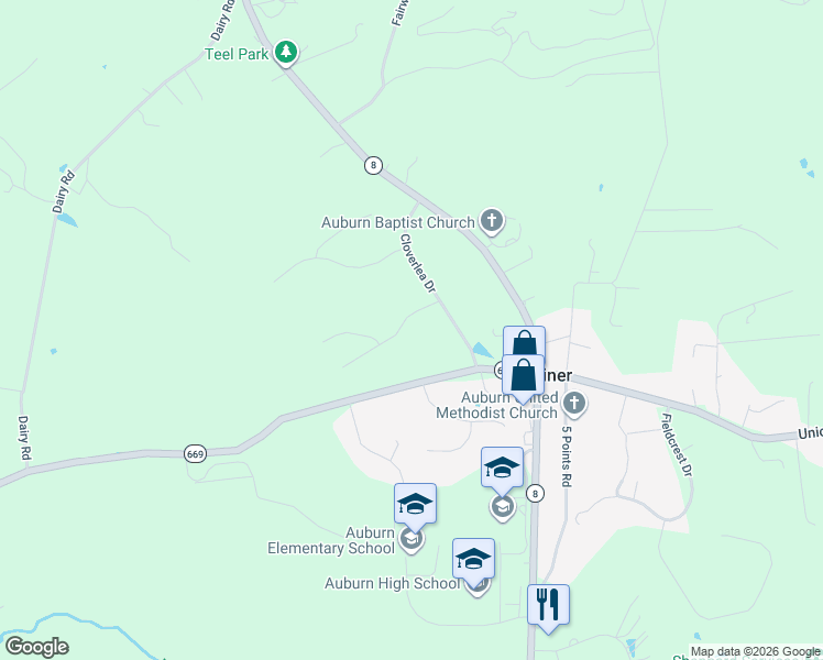 map of restaurants, bars, coffee shops, grocery stores, and more near 1841 Canter Dr in Riner
