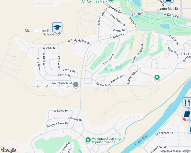 map of restaurants, bars, coffee shops, grocery stores, and more near 890 Hampton Road in St. George