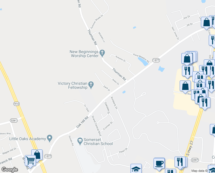 map of restaurants, bars, coffee shops, grocery stores, and more near 62 Deck Drive in Somerset