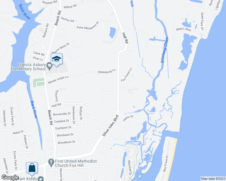 map of restaurants, bars, coffee shops, grocery stores, and more near 104 Benson Drive in Hampton