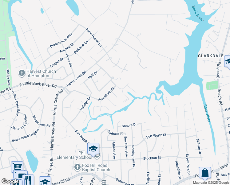 map of restaurants, bars, coffee shops, grocery stores, and more near 3 Redman Court in Hampton