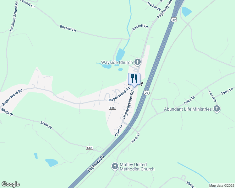 map of restaurants, bars, coffee shops, grocery stores, and more near 272 Jasper Wood Road in Hurt