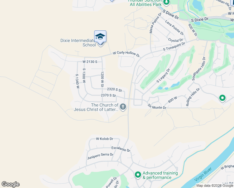 map of restaurants, bars, coffee shops, grocery stores, and more near 1094 West 2370 South in St. George