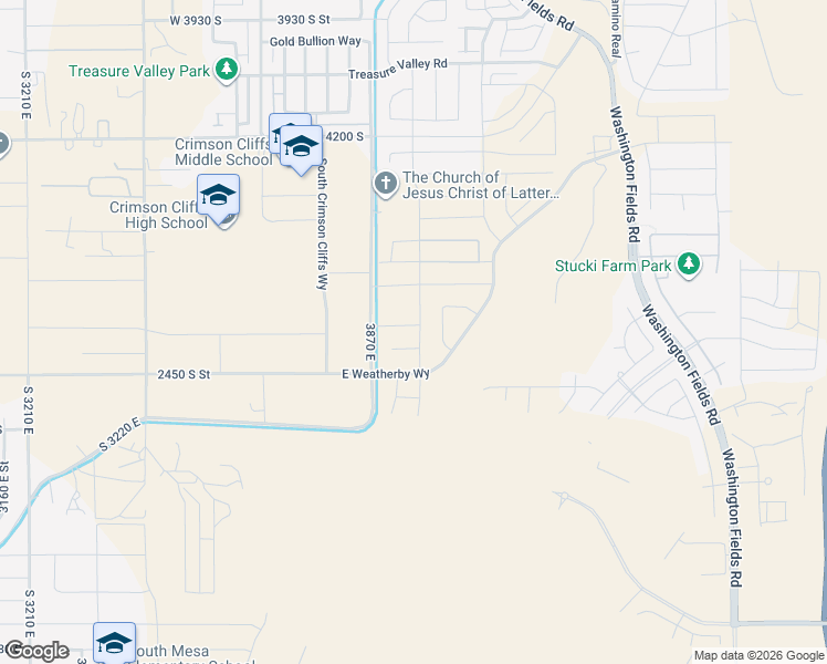 map of restaurants, bars, coffee shops, grocery stores, and more near 4658 South 380 East in Washington