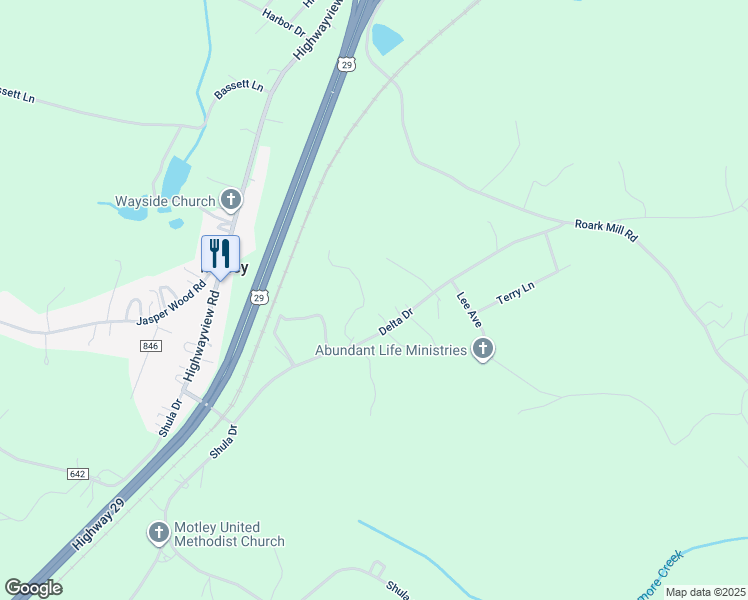 map of restaurants, bars, coffee shops, grocery stores, and more near 573 Delta Drive in Hurt