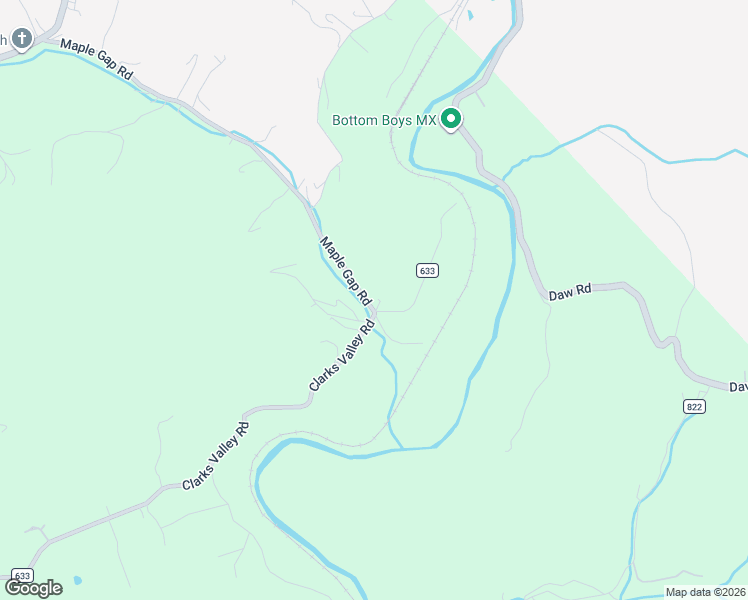 map of restaurants, bars, coffee shops, grocery stores, and more near Co Road 633 in Swords Creek