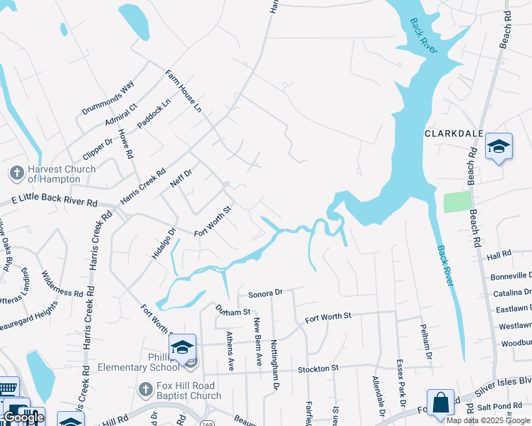map of restaurants, bars, coffee shops, grocery stores, and more near 6 Zilber Court in Hampton