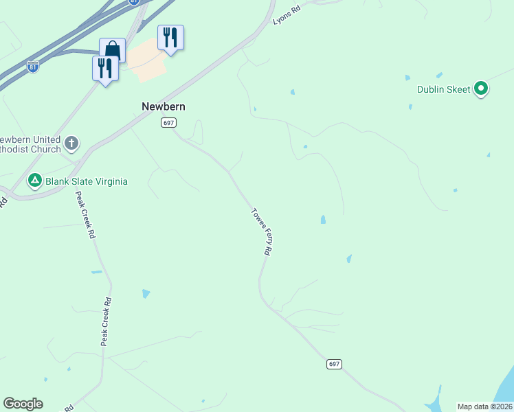 map of restaurants, bars, coffee shops, grocery stores, and more near 4860 Lee Highway in Dublin