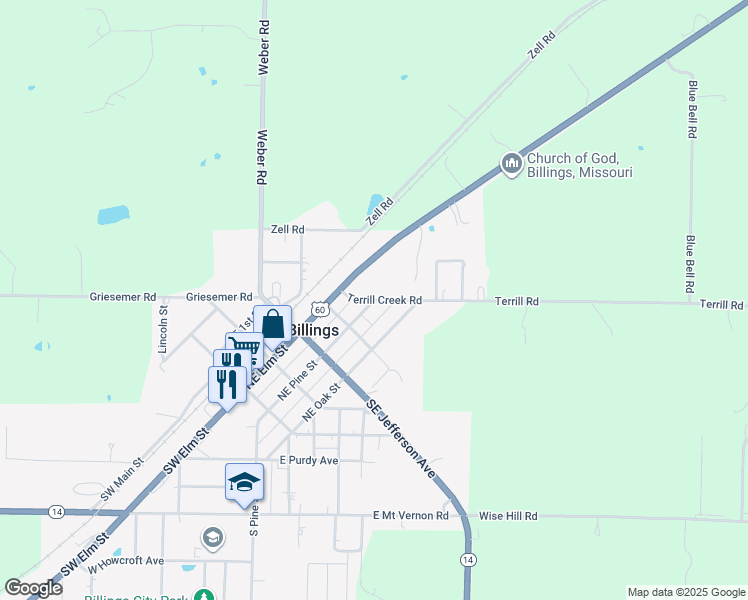 map of restaurants, bars, coffee shops, grocery stores, and more near 418 NE Pine St in Billings