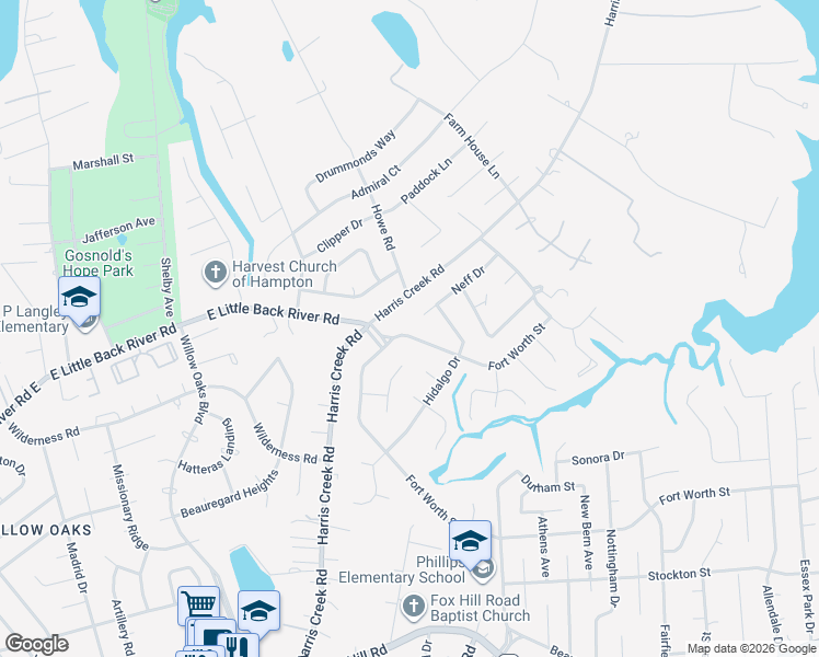 map of restaurants, bars, coffee shops, grocery stores, and more near 91 Fort Worth Street in Hampton