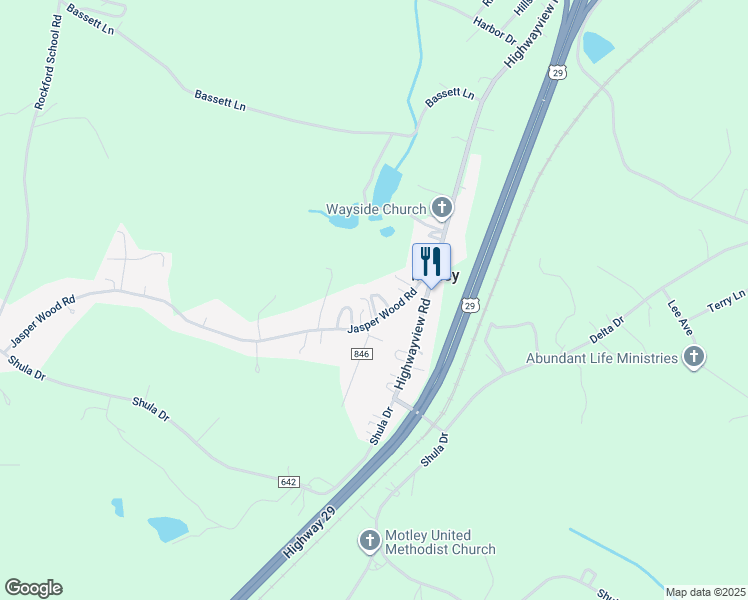 map of restaurants, bars, coffee shops, grocery stores, and more near 272 Jasper Wood Road in Hurt