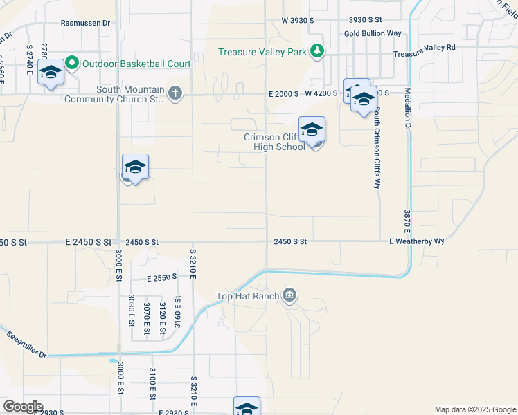 map of restaurants, bars, coffee shops, grocery stores, and more near 3405 E Ashbury Dr. in St. George