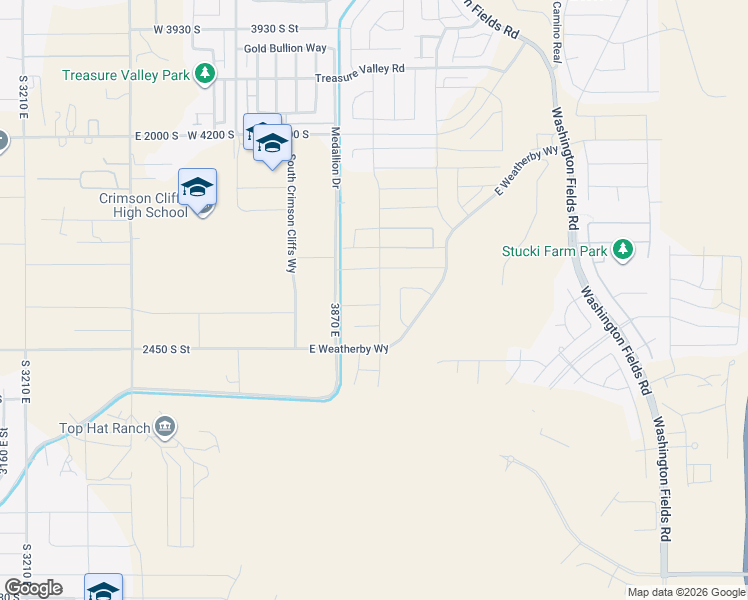 map of restaurants, bars, coffee shops, grocery stores, and more near 4626 South 380 East in Washington