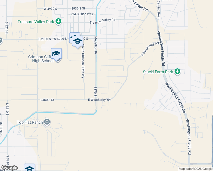 map of restaurants, bars, coffee shops, grocery stores, and more near 4626 South 380 East in Washington