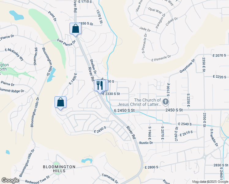map of restaurants, bars, coffee shops, grocery stores, and more near 3650 1700 East Street in St. George