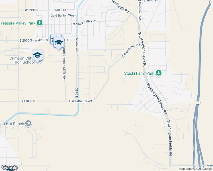 map of restaurants, bars, coffee shops, grocery stores, and more near East Weatherby Way in Washington