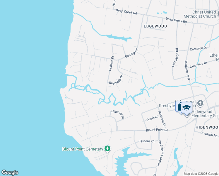 map of restaurants, bars, coffee shops, grocery stores, and more near 13 Graham Drive in Newport News
