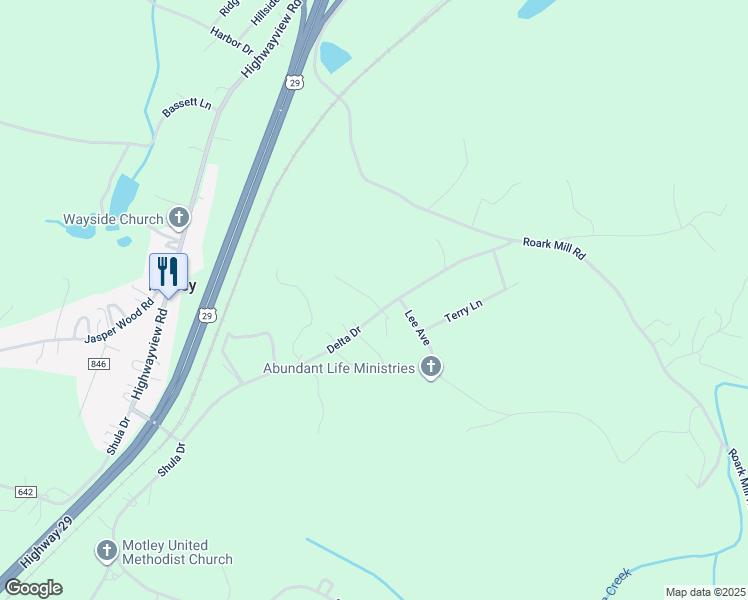 map of restaurants, bars, coffee shops, grocery stores, and more near 701 Delta Drive in Hurt